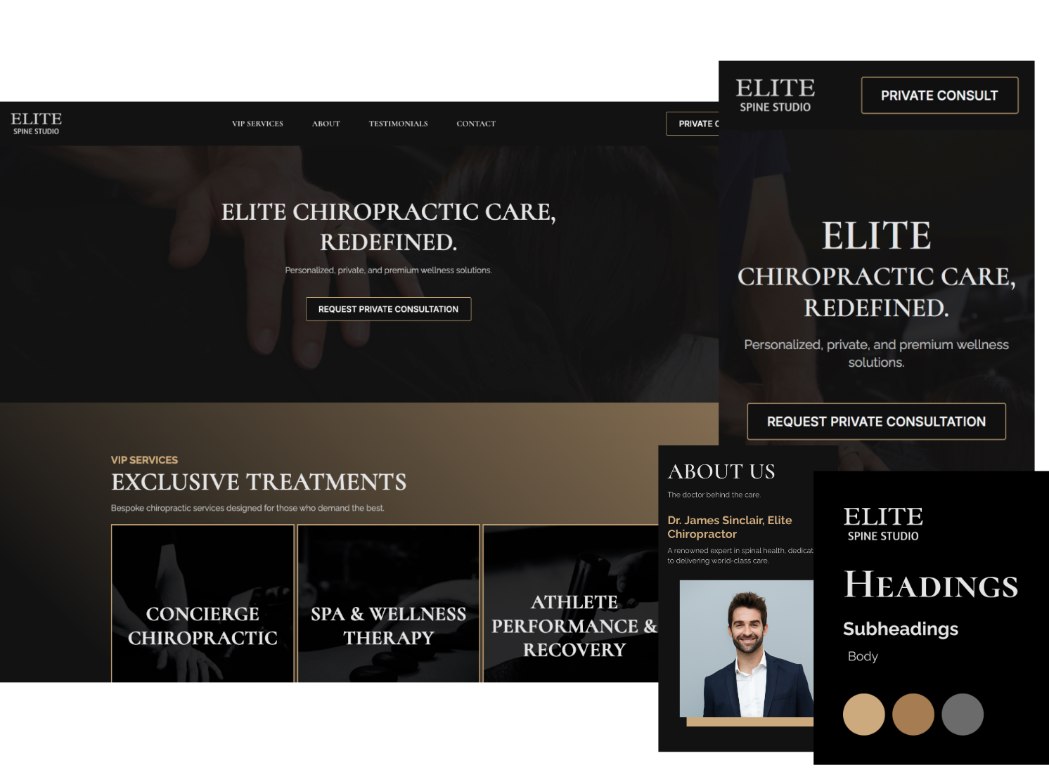 Website portfolio showcasing a luxury and high end chiropractic website