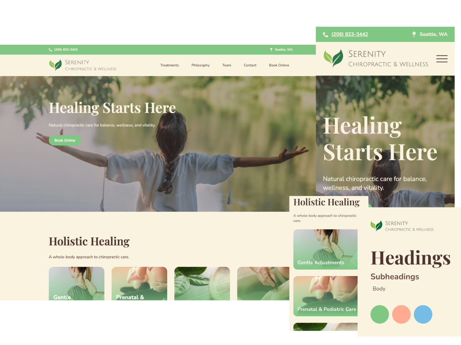 Website portfolio showcasing a wellness and holistic chiropractic website