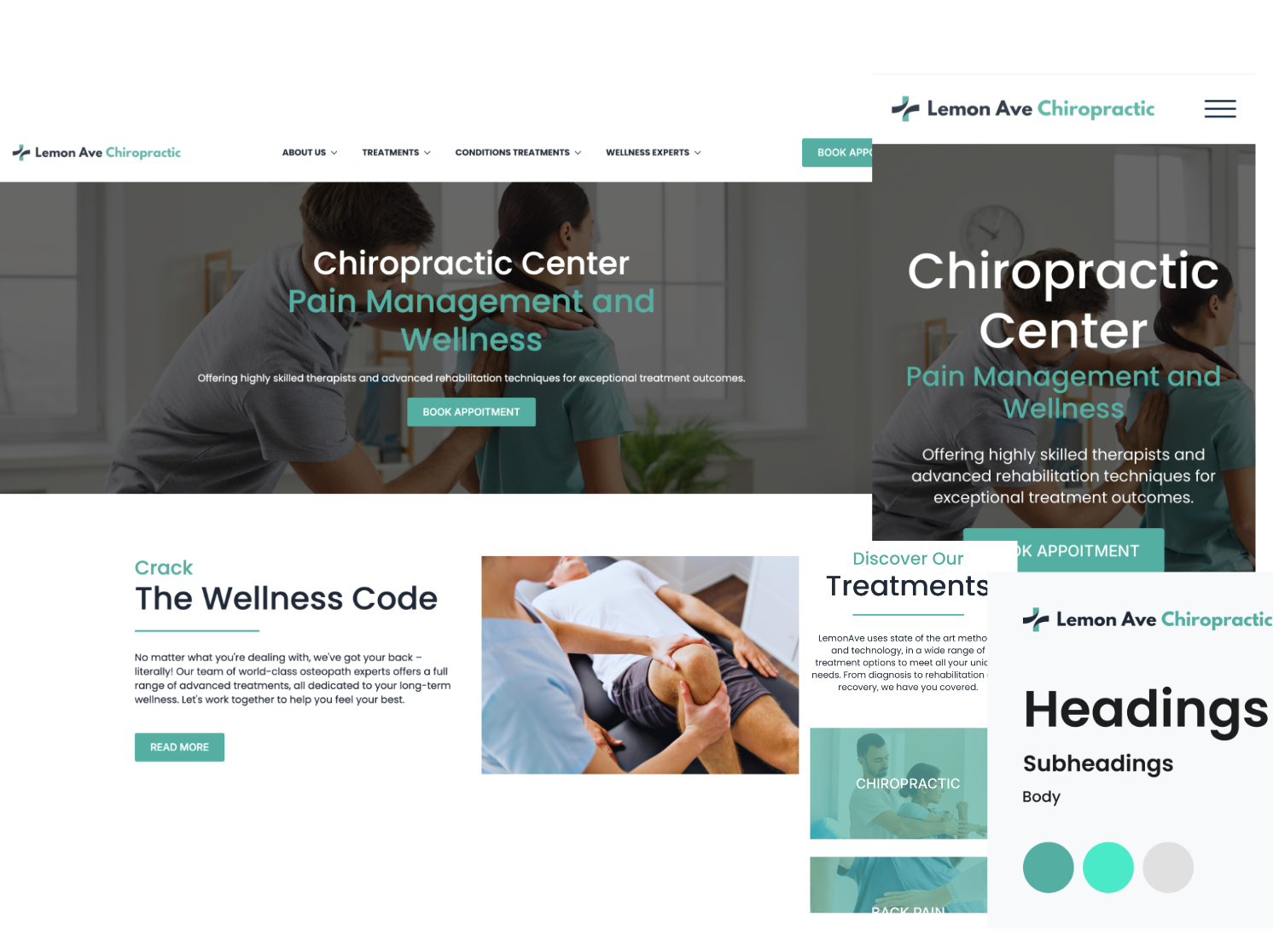 Website portfolio showcasing a modern and minimalistic chiropractic website